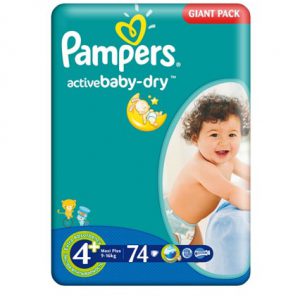 Diapers Pampers Active Baby 4+ Maxi + 74 pcs.